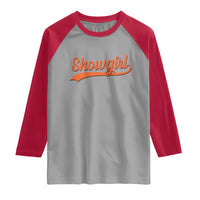 Showgirl Raglan Shirt Varsity Script Vintage Sports Jersey Style - Wonder Print Shop