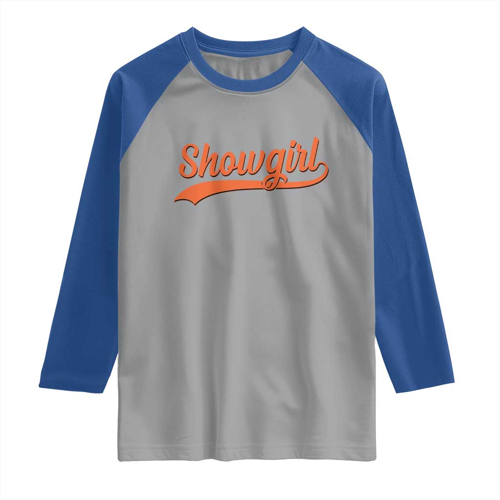 Showgirl Raglan Shirt Varsity Script Vintage Sports Jersey Style - Wonder Print Shop
