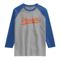 Showgirl Raglan Shirt Varsity Script Vintage Sports Jersey Style - Wonder Print Shop