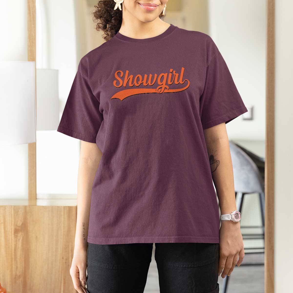 Showgirl T Shirt For Women Varsity Script Vintage Sports Jersey Style - Wonder Print Shop
