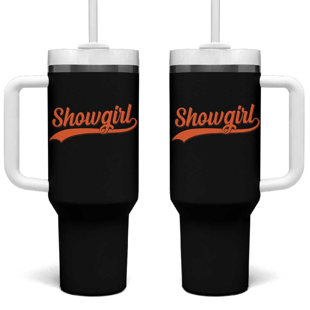 Showgirl Tumbler With Handle Varsity Script Vintage Sports Jersey Style - Wonder Print Shop