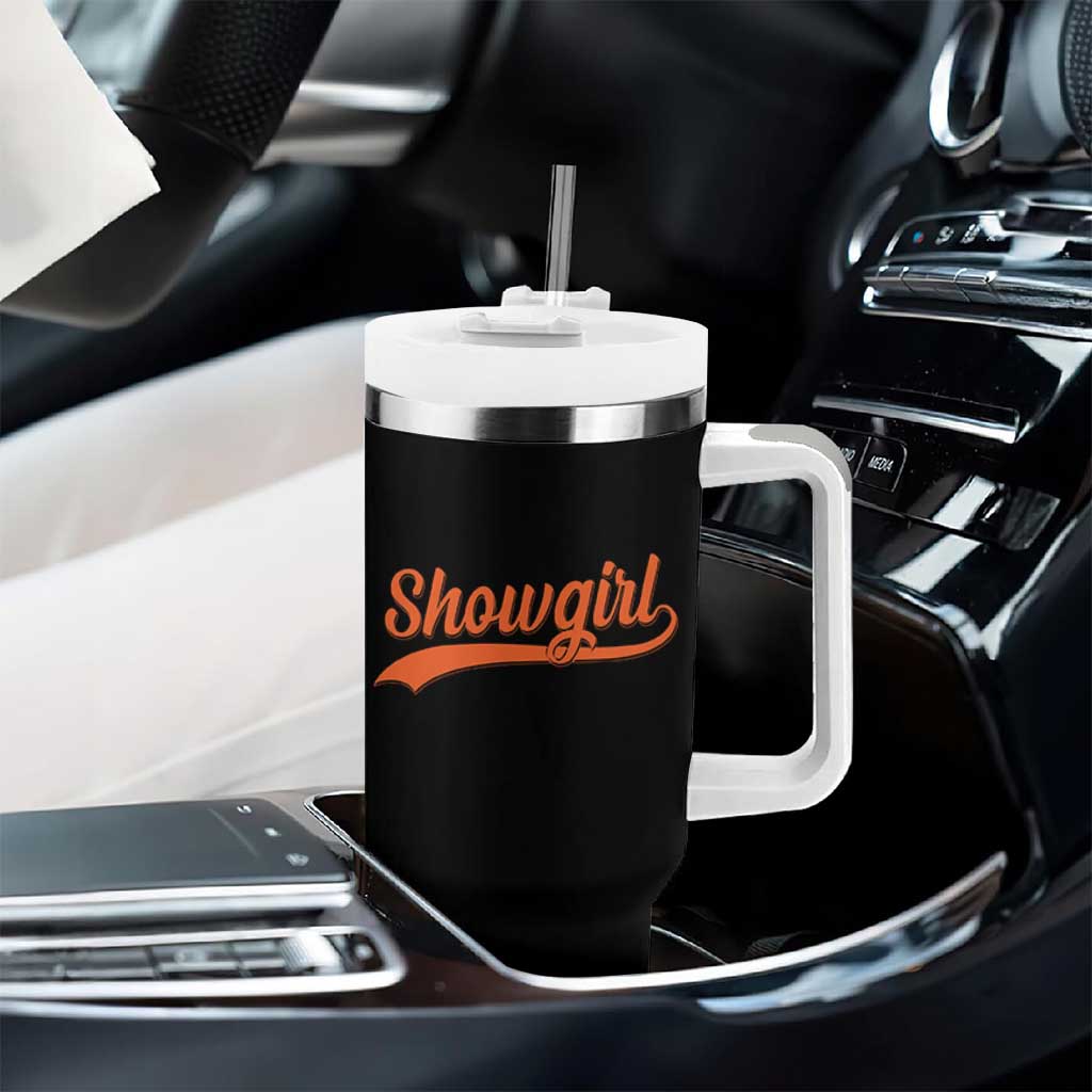 Showgirl Tumbler With Handle Varsity Script Vintage Sports Jersey Style - Wonder Print Shop