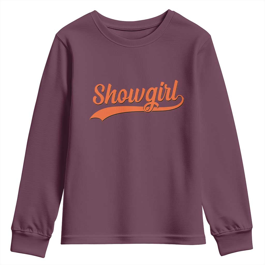 Showgirl Youth Sweatshirt Varsity Script Vintage Sports Jersey Style - Wonder Print Shop