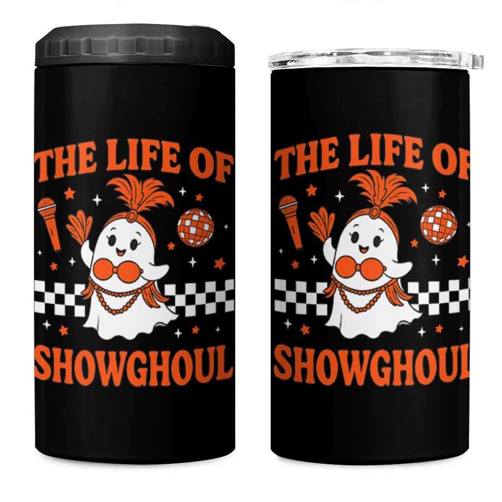 Funny Halloween Costume Showgirl 4 in 1 Can Cooler Tumbler The Life of A Showghoul Cute Ghost - Wonder Print Shop
