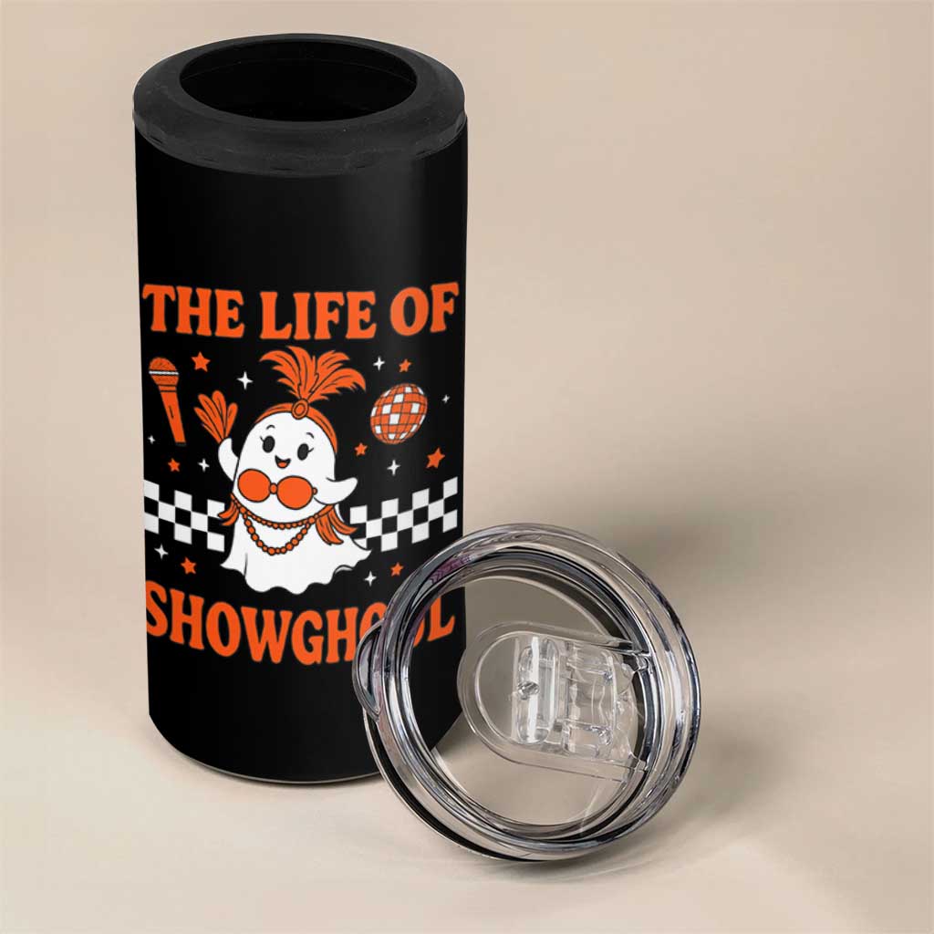 Funny Halloween Costume Showgirl 4 in 1 Can Cooler Tumbler The Life of A Showghoul Cute Ghost - Wonder Print Shop