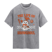 Funny Halloween Costume Showgirl Washed Cotton T-Shirt The Life of A Showghoul Cute Ghost