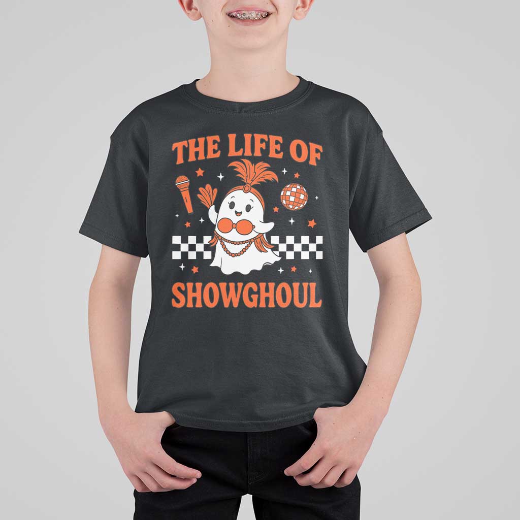 Funny Halloween Costume Showgirl T Shirt For Kid The Life of A Showghoul Cute Ghost - Wonder Print Shop
