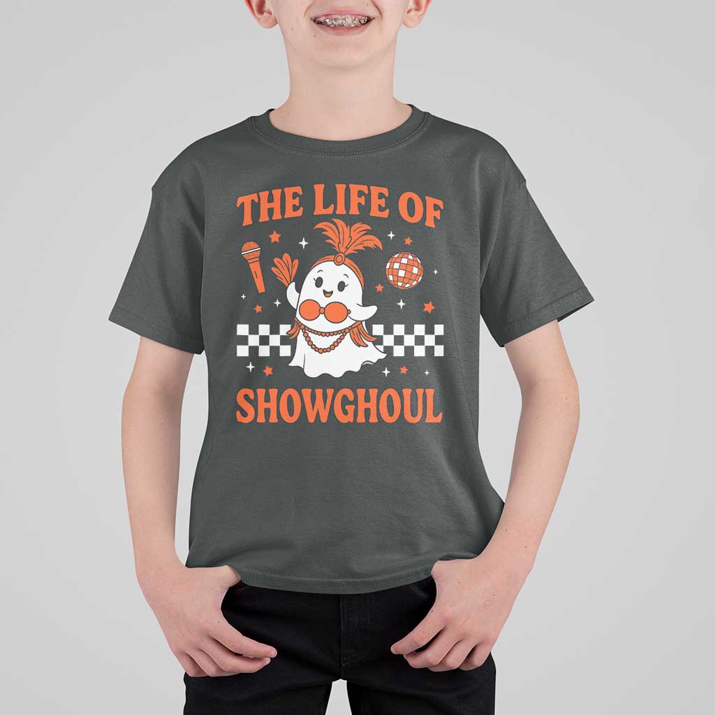Funny Halloween Costume Showgirl T Shirt For Kid The Life of A Showghoul Cute Ghost - Wonder Print Shop