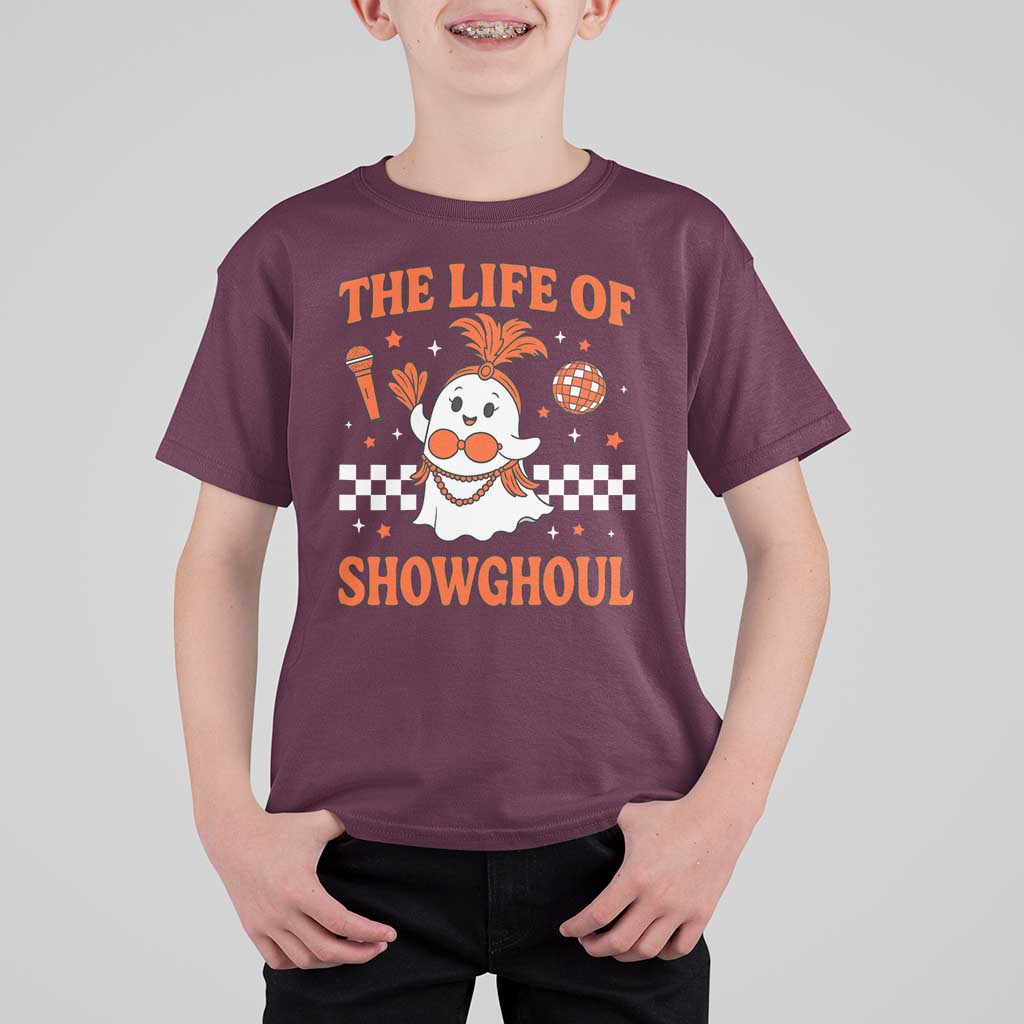 Funny Halloween Costume Showgirl T Shirt For Kid The Life of A Showghoul Cute Ghost - Wonder Print Shop