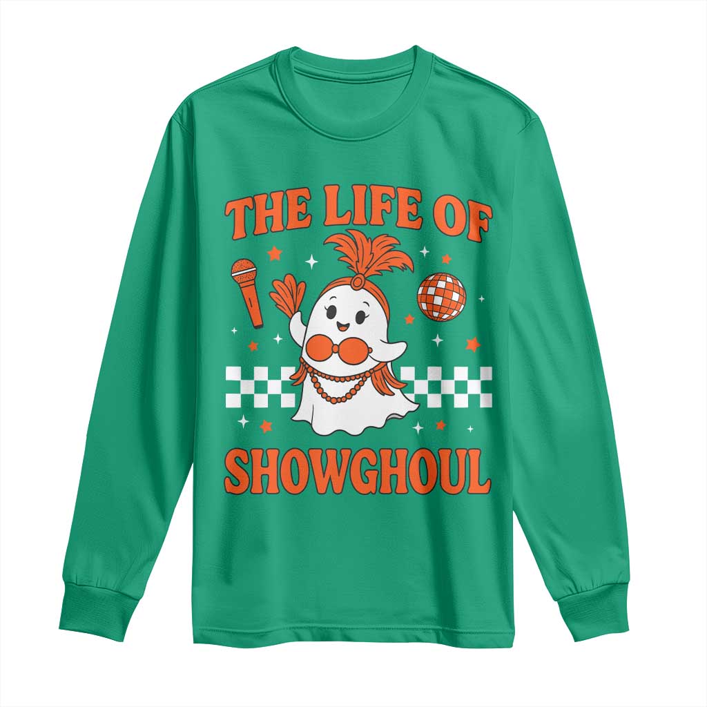 Funny Halloween Costume Showgirl Long Sleeve Shirt The Life of A Showghoul Cute Ghost - Wonder Print Shop