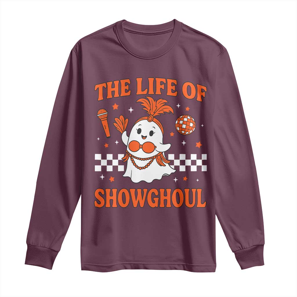 Funny Halloween Costume Showgirl Long Sleeve Shirt The Life of A Showghoul Cute Ghost - Wonder Print Shop
