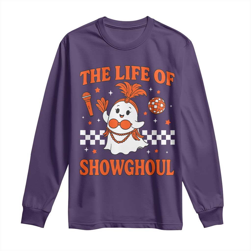 Funny Halloween Costume Showgirl Long Sleeve Shirt The Life of A Showghoul Cute Ghost - Wonder Print Shop