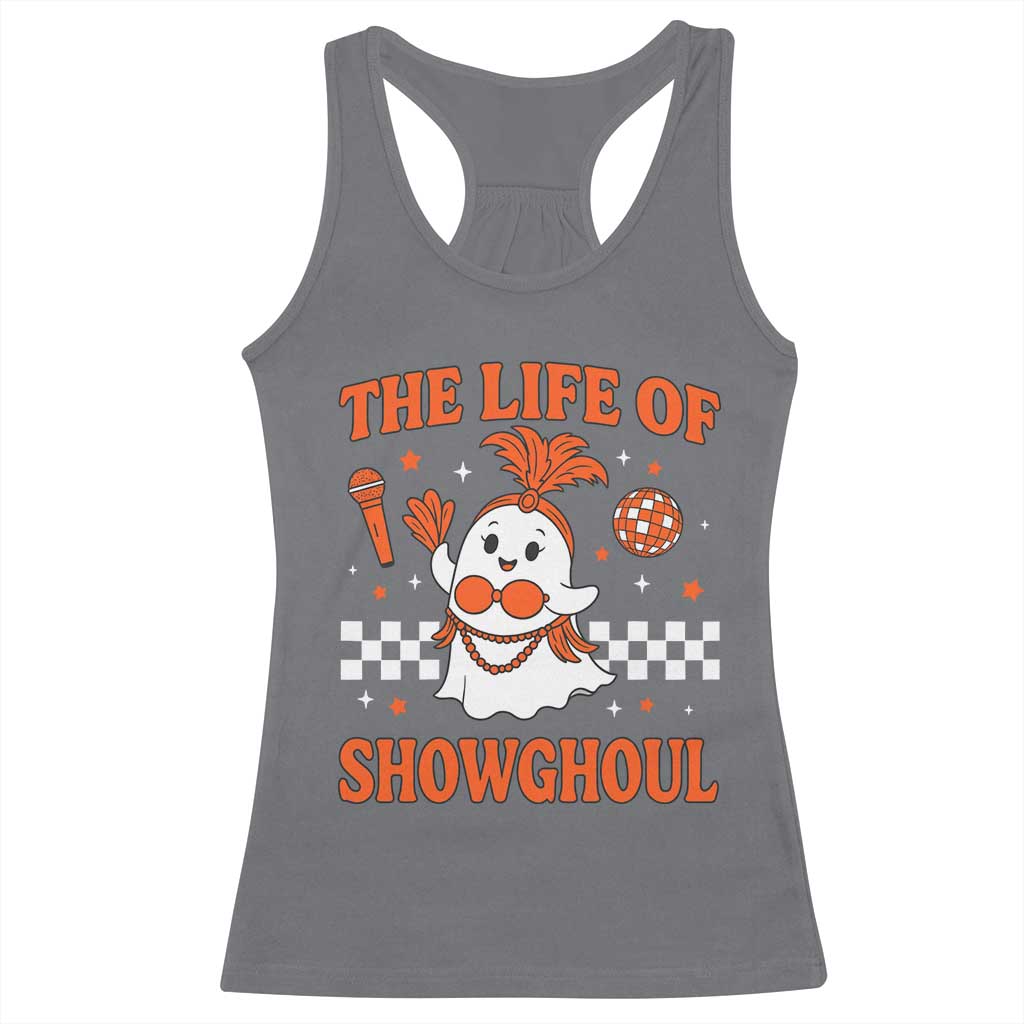 Funny Halloween Costume Showgirl Racerback Tank Top The Life of A Showghoul Cute Ghost - Wonder Print Shop