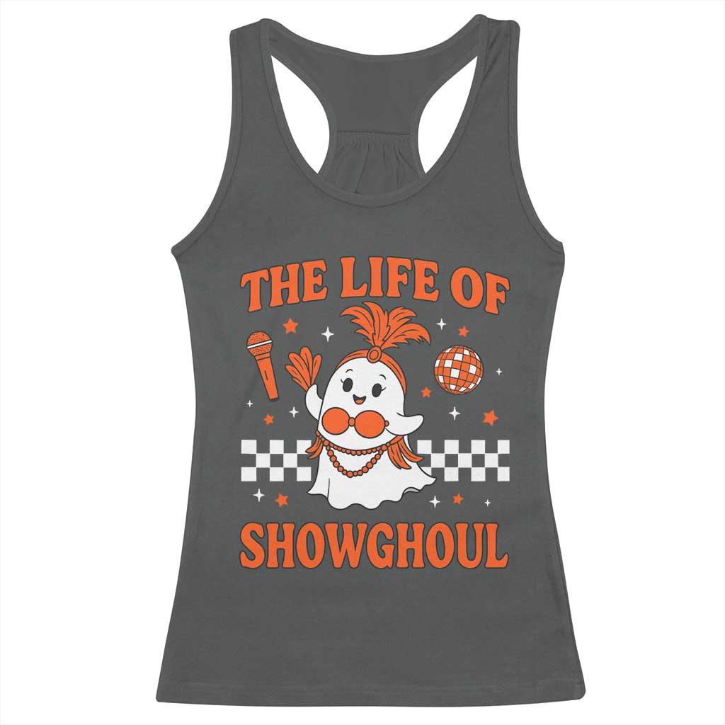 Funny Halloween Costume Showgirl Racerback Tank Top The Life of A Showghoul Cute Ghost - Wonder Print Shop