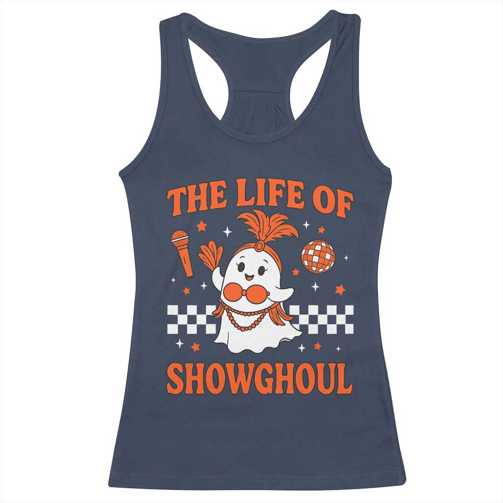 Funny Halloween Costume Showgirl Racerback Tank Top The Life of A Showghoul Cute Ghost - Wonder Print Shop