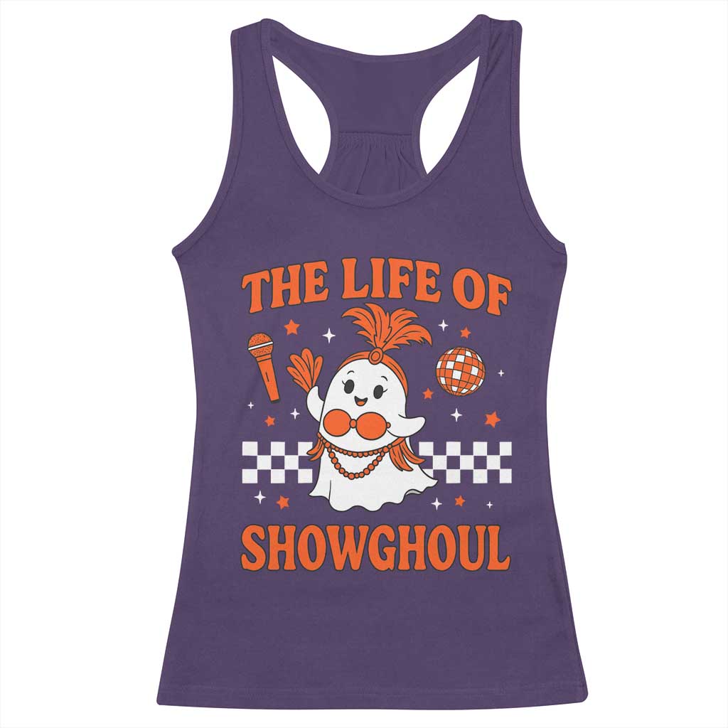 Funny Halloween Costume Showgirl Racerback Tank Top The Life of A Showghoul Cute Ghost - Wonder Print Shop