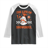Funny Halloween Costume Showgirl Raglan Shirt The Life of A Showghoul Cute Ghost - Wonder Print Shop