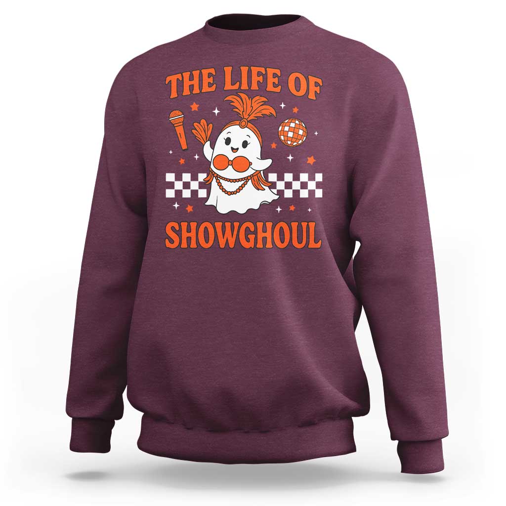 Funny Halloween Costume Showgirl Sweatshirt The Life of A Showghoul Cute Ghost - Wonder Print Shop