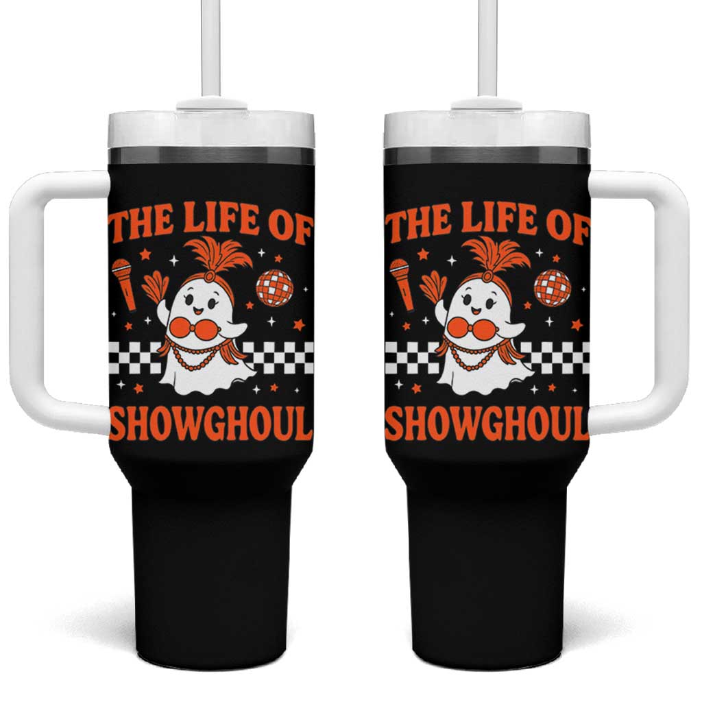 Funny Halloween Costume Showgirl Tumbler With Handle The Life of A Showghoul Cute Ghost - Wonder Print Shop