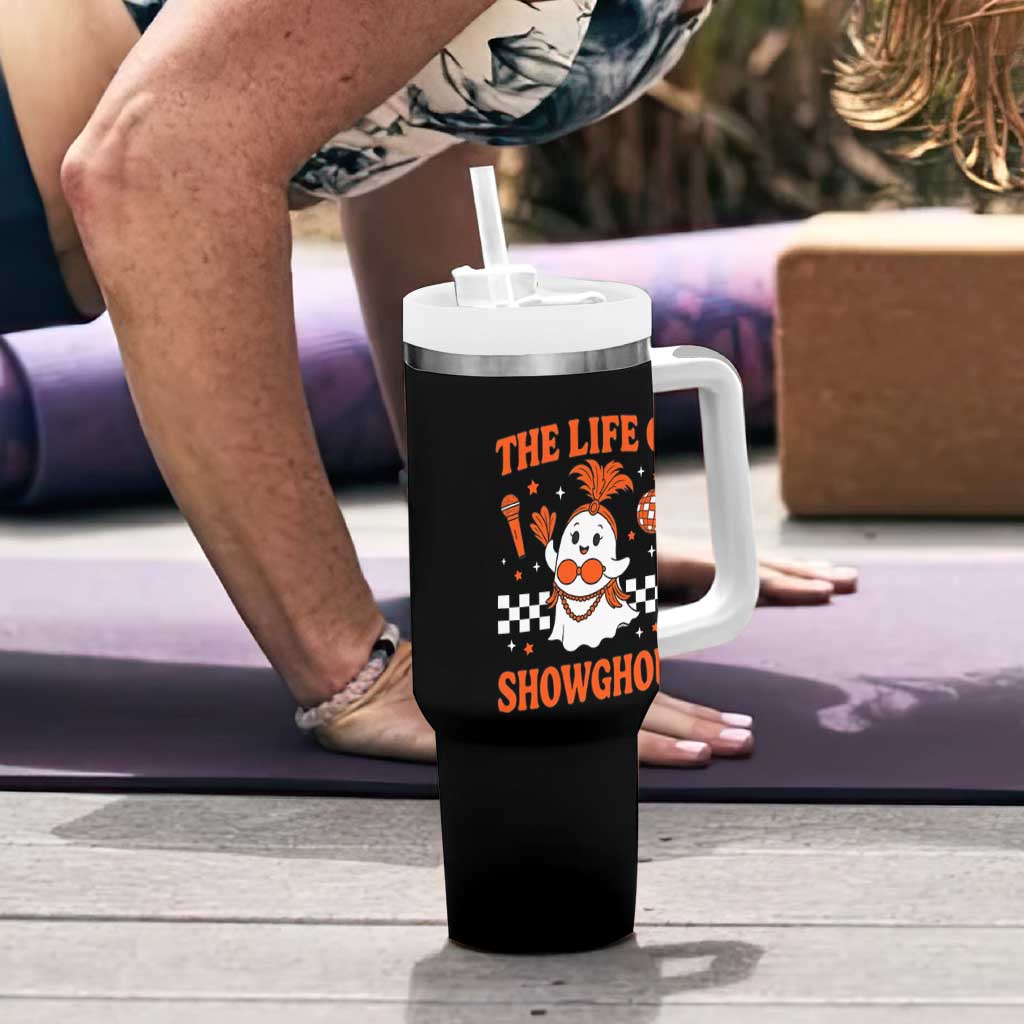 Funny Halloween Costume Showgirl Tumbler With Handle The Life of A Showghoul Cute Ghost - Wonder Print Shop