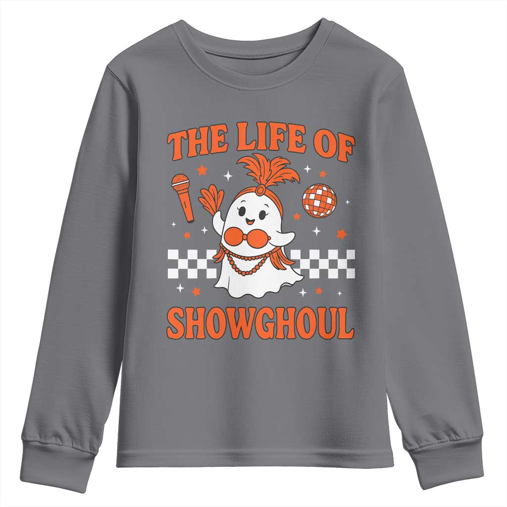 Funny Halloween Costume Showgirl Youth Sweatshirt The Life of A Showghoul Cute Ghost - Wonder Print Shop