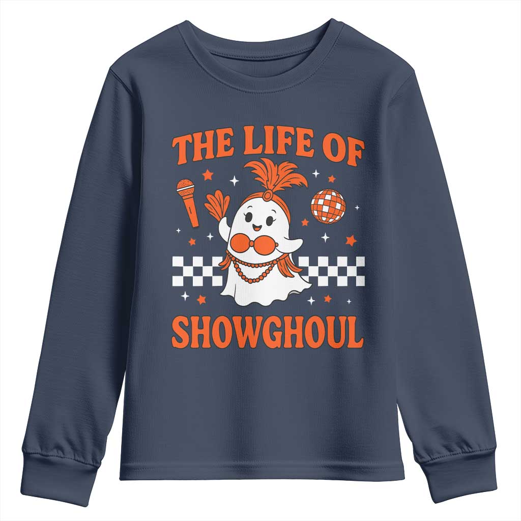 Funny Halloween Costume Showgirl Youth Sweatshirt The Life of A Showghoul Cute Ghost - Wonder Print Shop