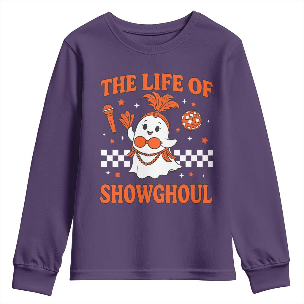Funny Halloween Costume Showgirl Youth Sweatshirt The Life of A Showghoul Cute Ghost - Wonder Print Shop