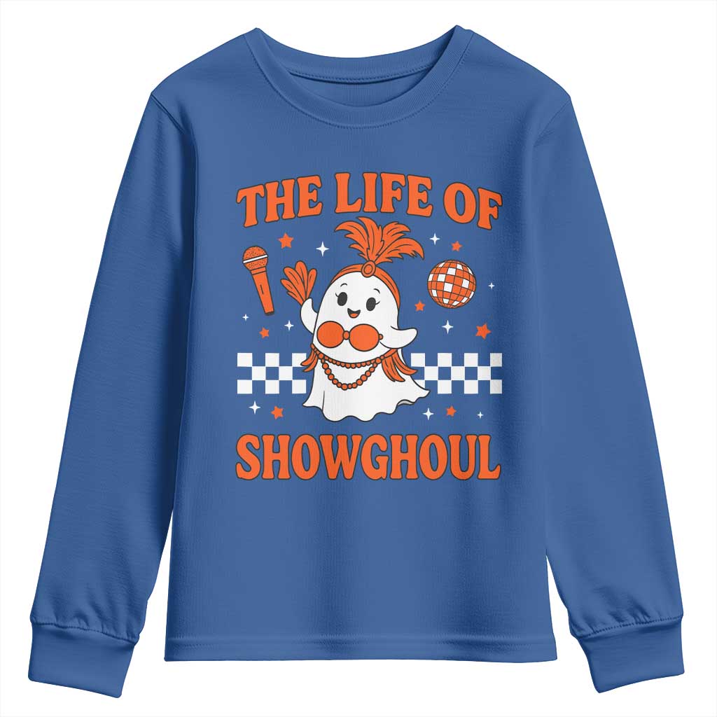 Funny Halloween Costume Showgirl Youth Sweatshirt The Life of A Showghoul Cute Ghost - Wonder Print Shop