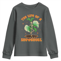 Funny Halloween Costume Showgirl Youth Sweatshirt The Life of A Showghoul Slay Skeleton Girl - Wonder Print Shop