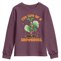 Funny Halloween Costume Showgirl Youth Sweatshirt The Life of A Showghoul Slay Skeleton Girl - Wonder Print Shop