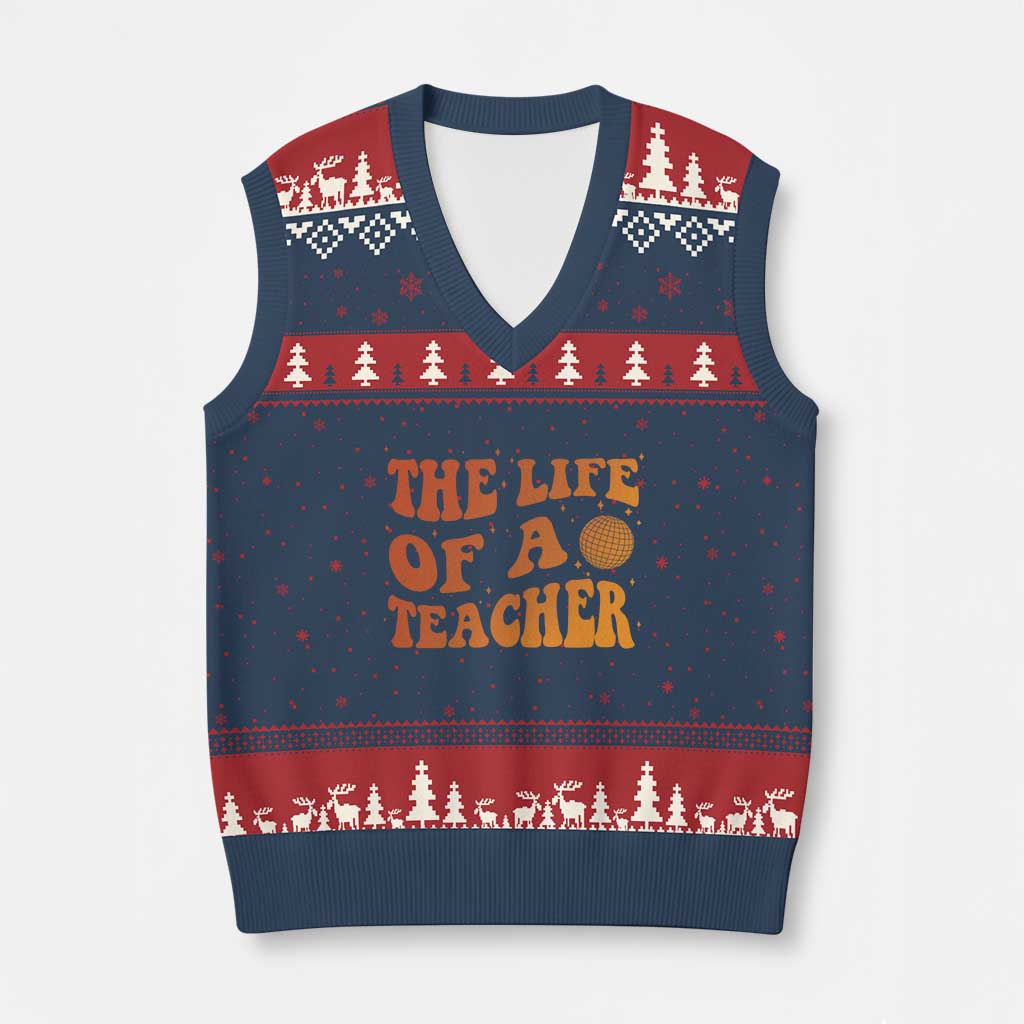 The Life Of A Teacher V-Neck Knit Sweater Vest In My Teacher Era Concert - Wonder Print Shop