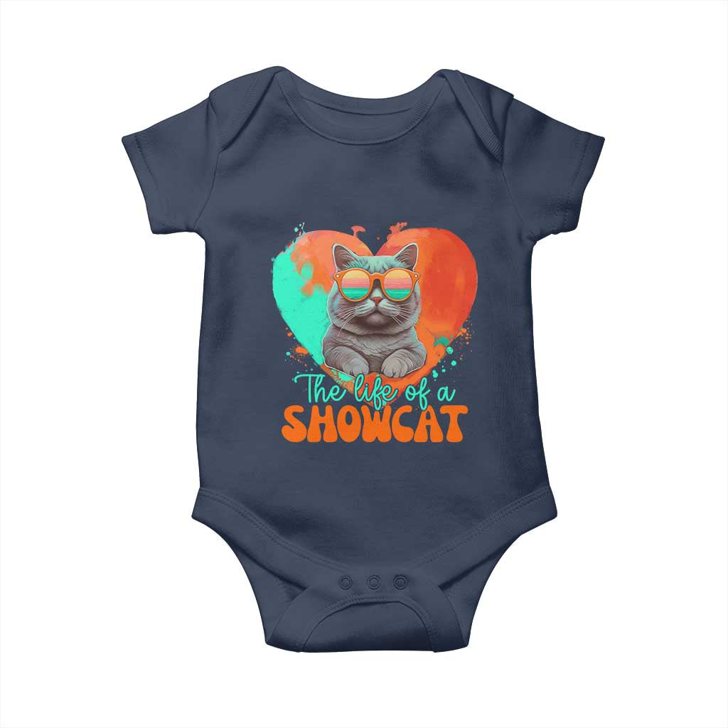 The Life Of A Showcat Baby Onesie Funny Cat Showgirl Era Heart Shape - Wonder Print Shop