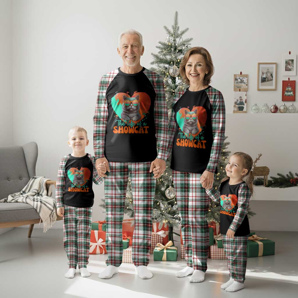 The Life Of A Showcat Plaid Pajama Set Funny Cat Showgirl Era Heart Shape - Wonder Print Shop