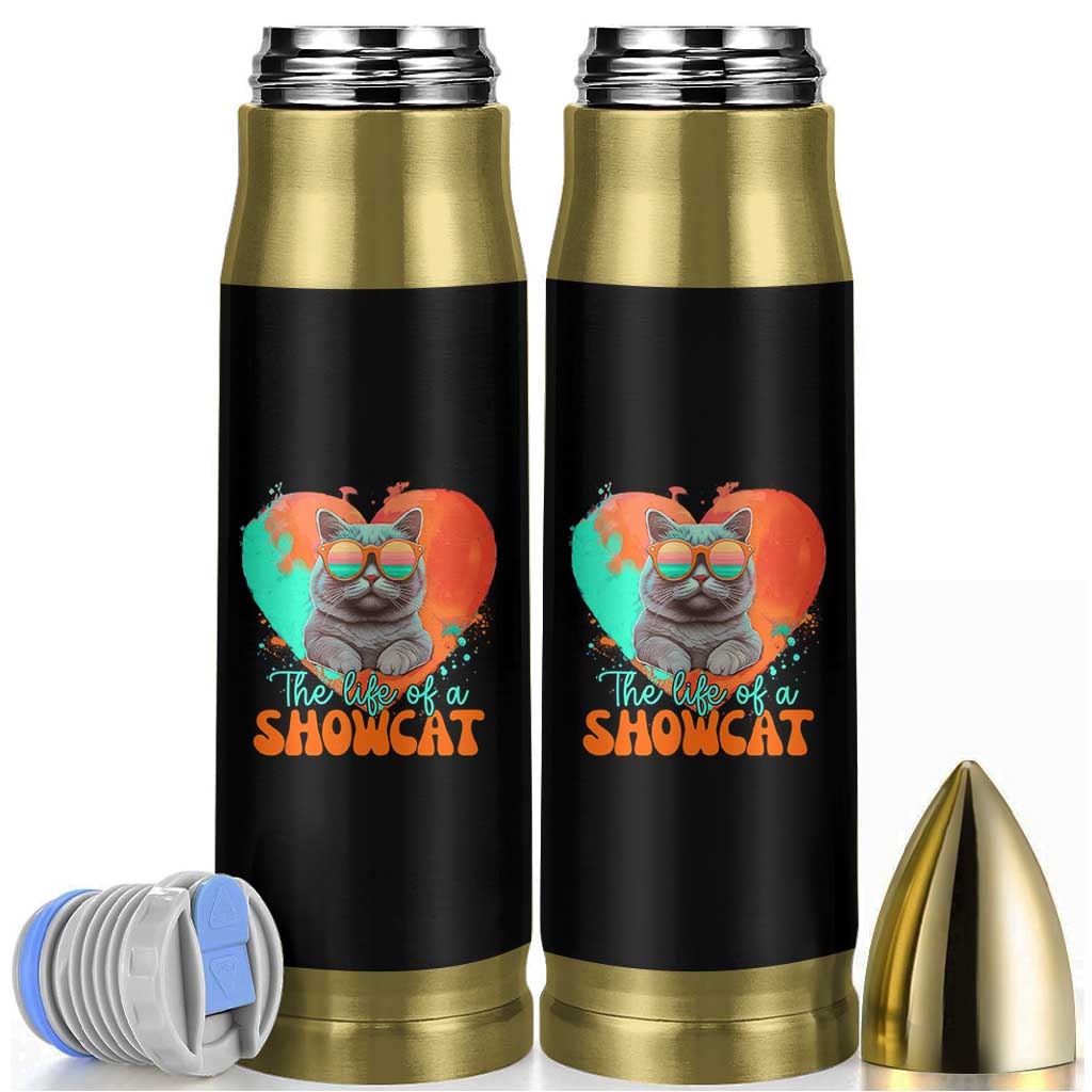 The Life Of A Showcat Bullet Tumbler Funny Cat Showgirl Era Heart Shape - Wonder Print Shop