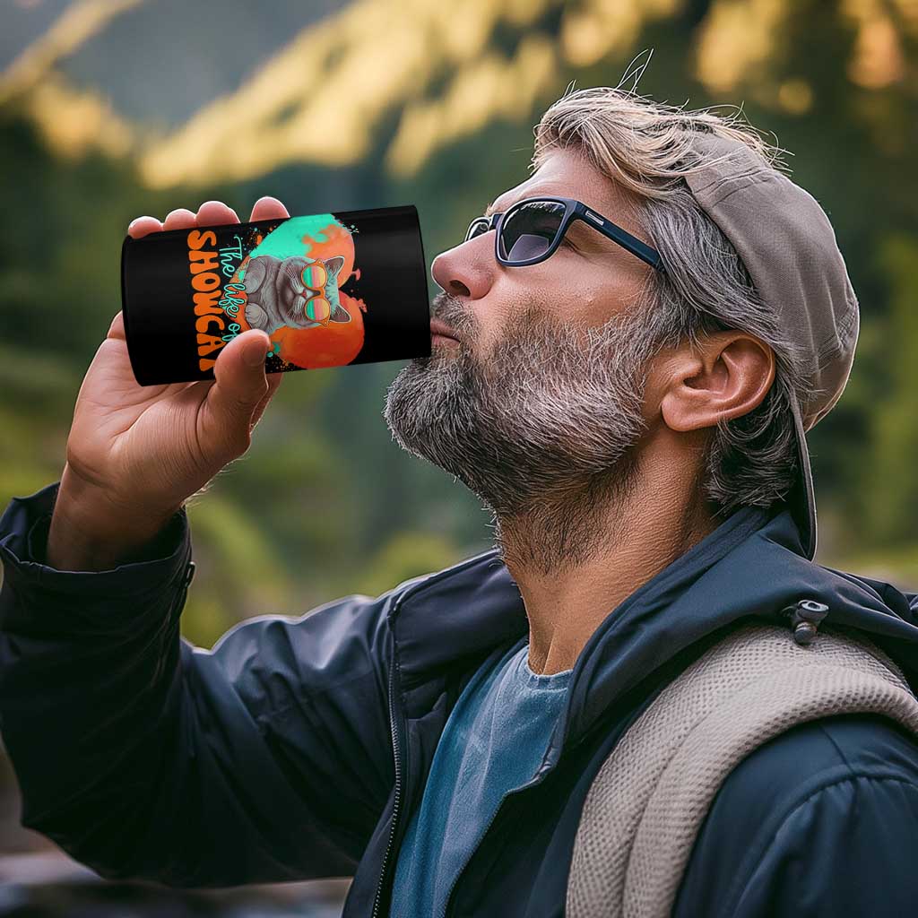 The Life Of A Showcat 4 in 1 Can Cooler Tumbler Funny Cat Showgirl Era Heart Shape - Wonder Print Shop