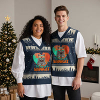 The Life Of A Showcat V-Neck Knit Sweater Vest Funny Cat Showgirl Era Heart Shape - Wonder Print Shop