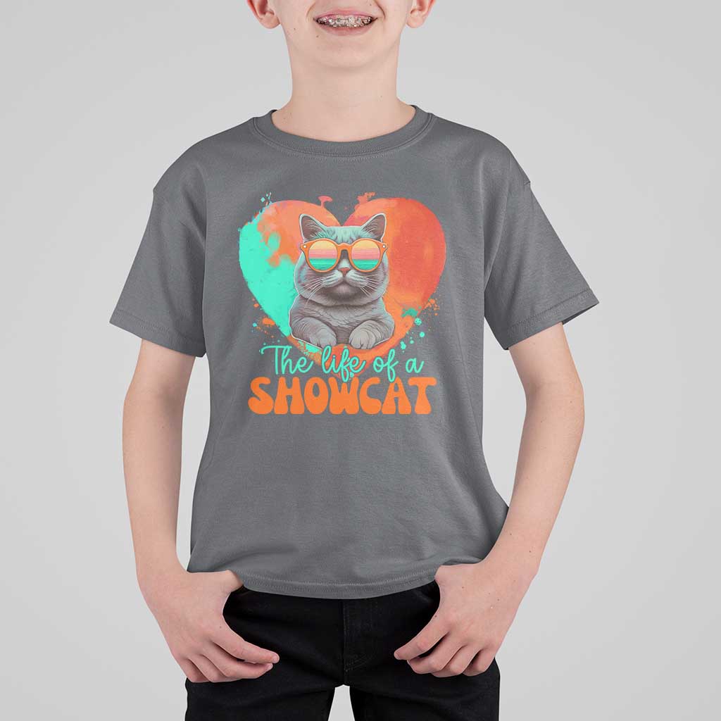 The Life Of A Showcat T Shirt For Kid Funny Cat Showgirl Era Heart Shape - Wonder Print Shop