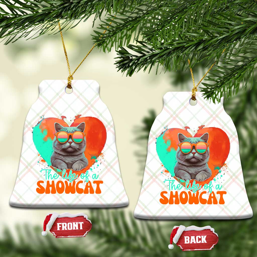 The Life Of A Showcat Ceramic Ornament Funny Cat Showgirl Era Heart Shape - Wonder Print Shop