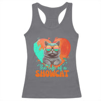 The Life Of A Showcat Racerback Tank Top Funny Cat Showgirl Era Heart Shape - Wonder Print Shop
