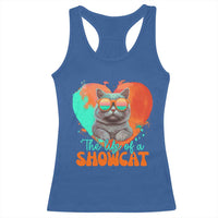 The Life Of A Showcat Racerback Tank Top Funny Cat Showgirl Era Heart Shape - Wonder Print Shop