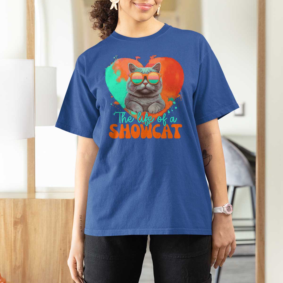 The Life Of A Showcat T Shirt For Women Funny Cat Showgirl Era Heart Shape TS10