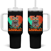 The Life Of A Showcat Tumbler With Handle Funny Cat Showgirl Era Heart Shape - Wonder Print Shop