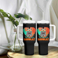 The Life Of A Showcat Tumbler With Handle Funny Cat Showgirl Era Heart Shape - Wonder Print Shop