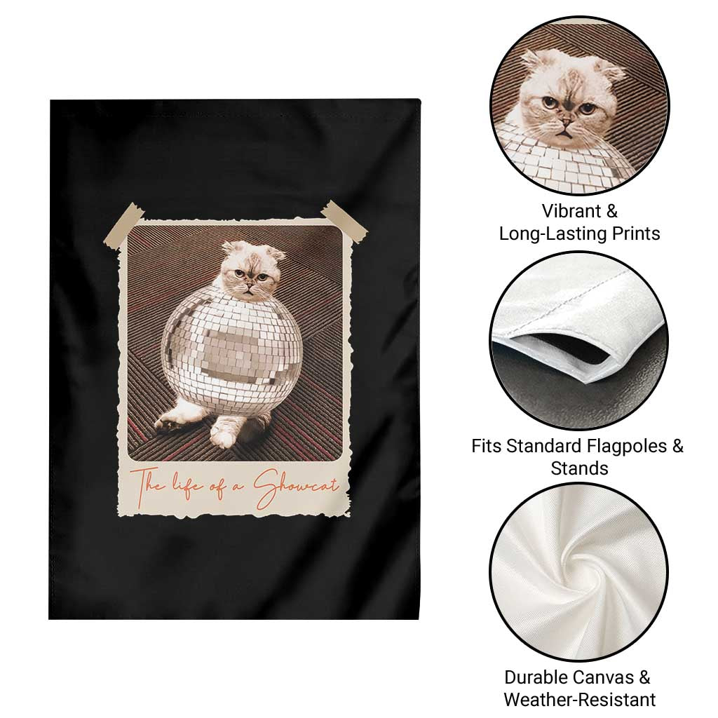 The Life Of A Showcat Garden Flag Funny Vintage Photo Cat Era - Wonder Print Shop