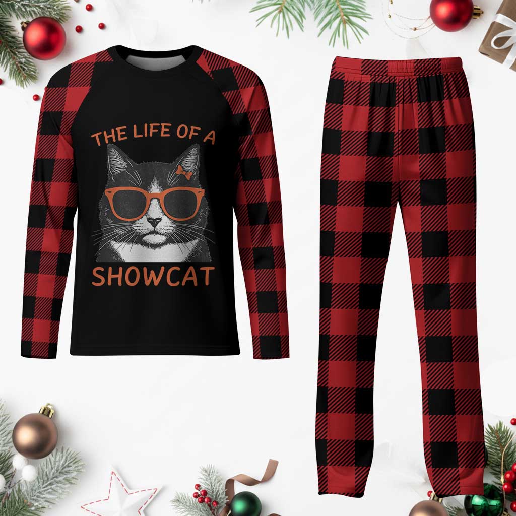 The Life Of A Showcat Plaid Pajama Set Funny Cat Showgirl Era - Wonder Print Shop