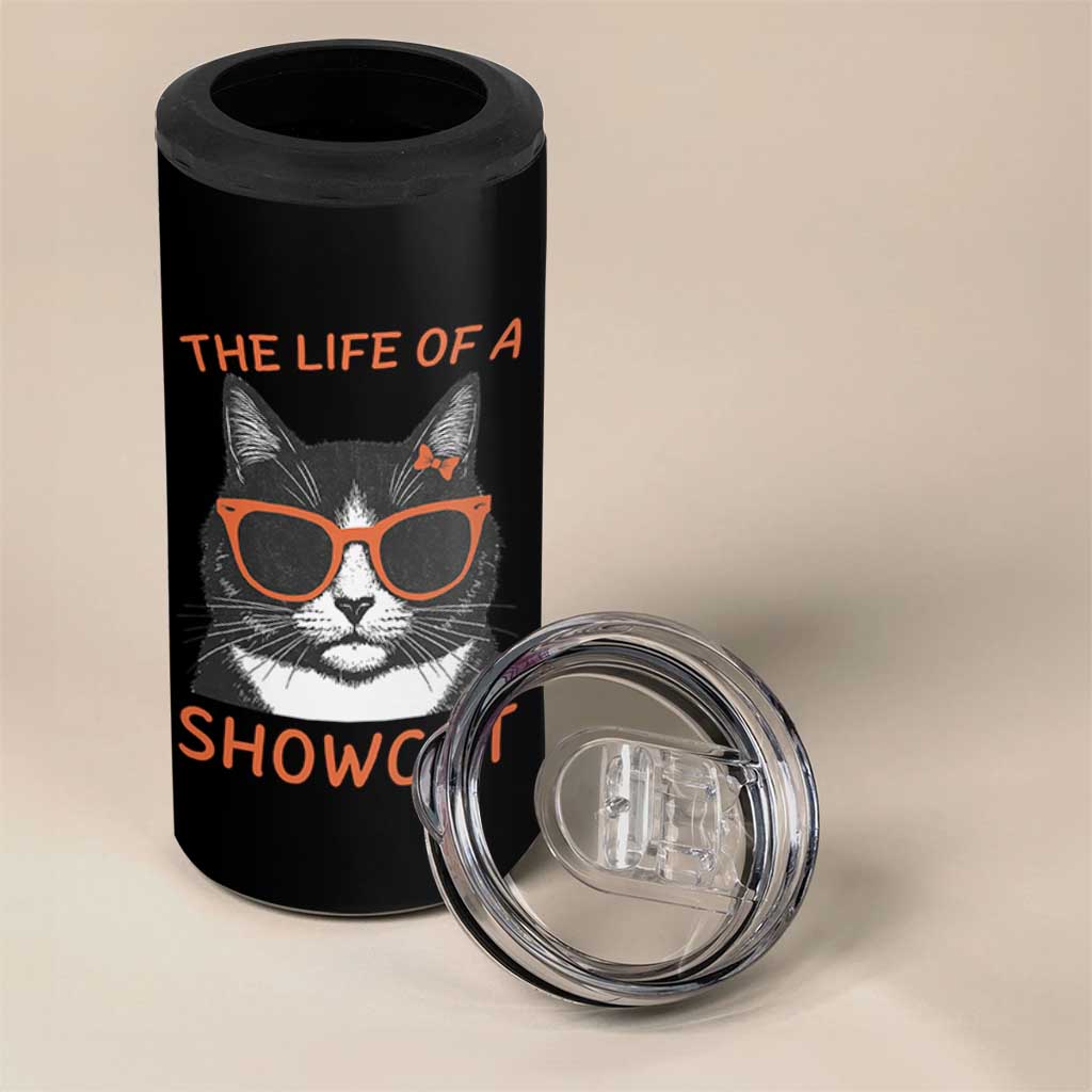 The Life Of A Showcat 4 in 1 Can Cooler Tumbler Funny Cat Showgirl Era - Wonder Print Shop