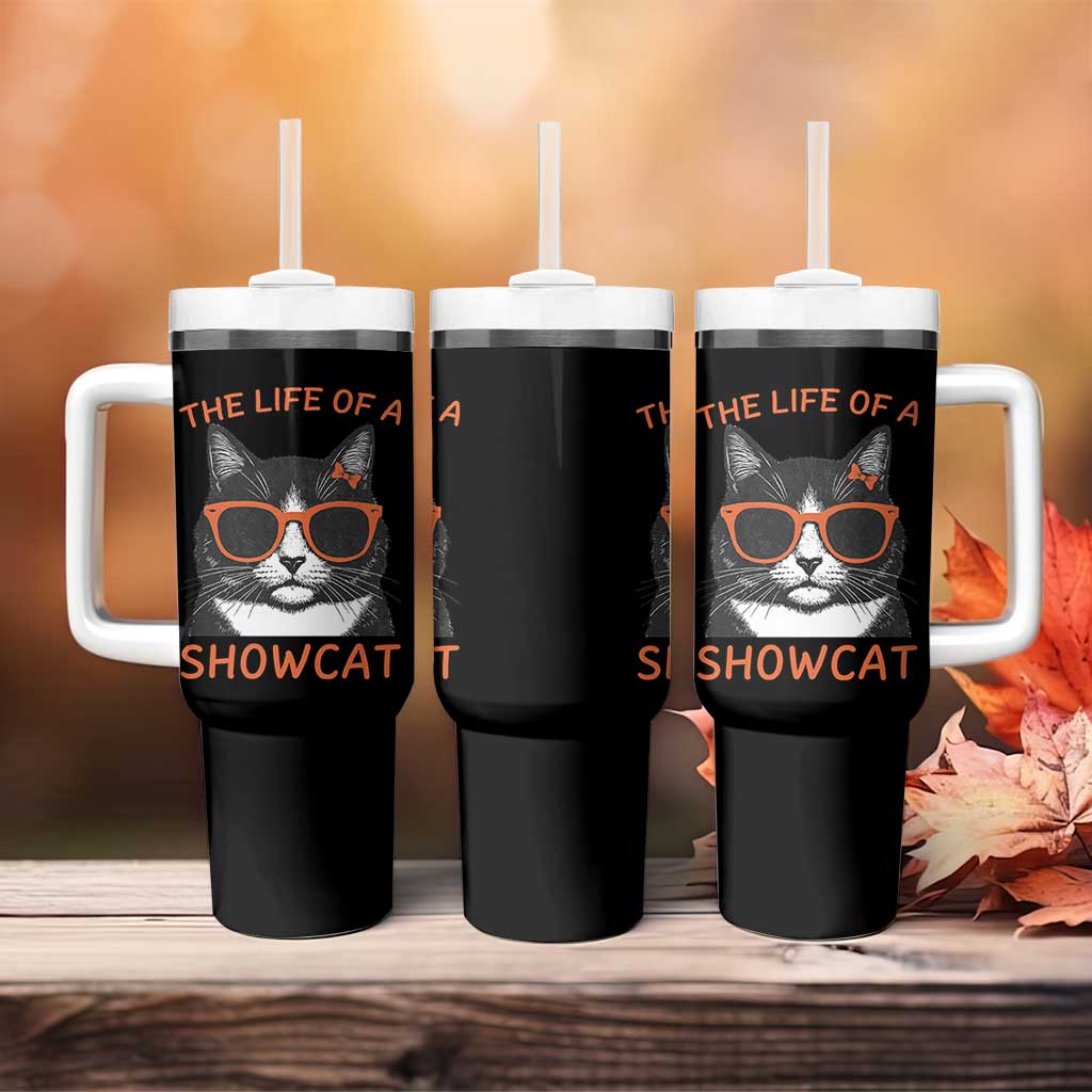 The Life Of A Showcat Tumbler With Handle Funny Cat Showgirl Era - Wonder Print Shop