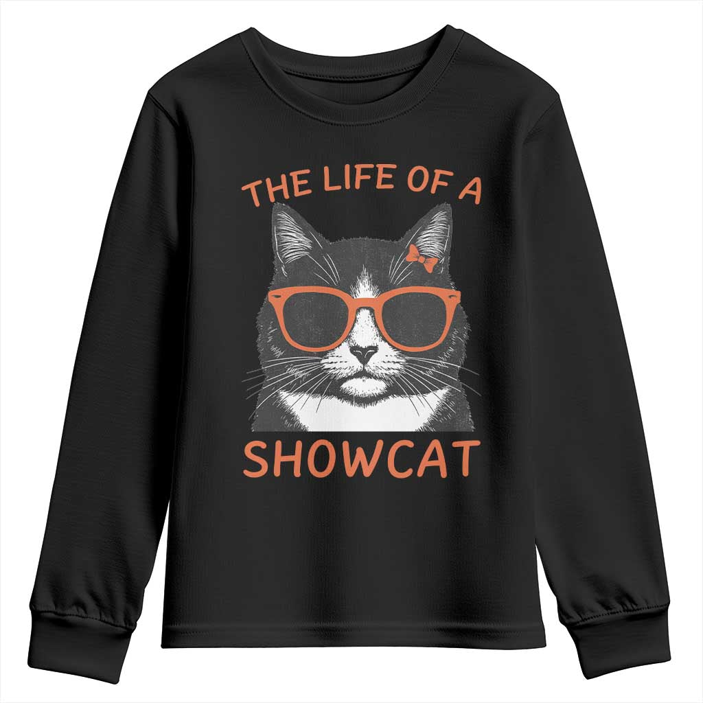 The Life Of A Showcat Youth Sweatshirt Funny Cat Showgirl Era - Wonder Print Shop