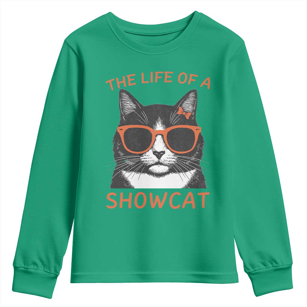 The Life Of A Showcat Youth Sweatshirt Funny Cat Showgirl Era - Wonder Print Shop