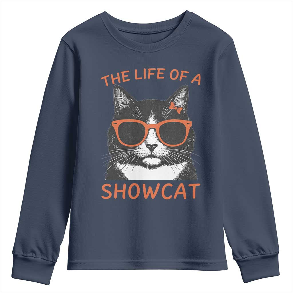 The Life Of A Showcat Youth Sweatshirt Funny Cat Showgirl Era - Wonder Print Shop